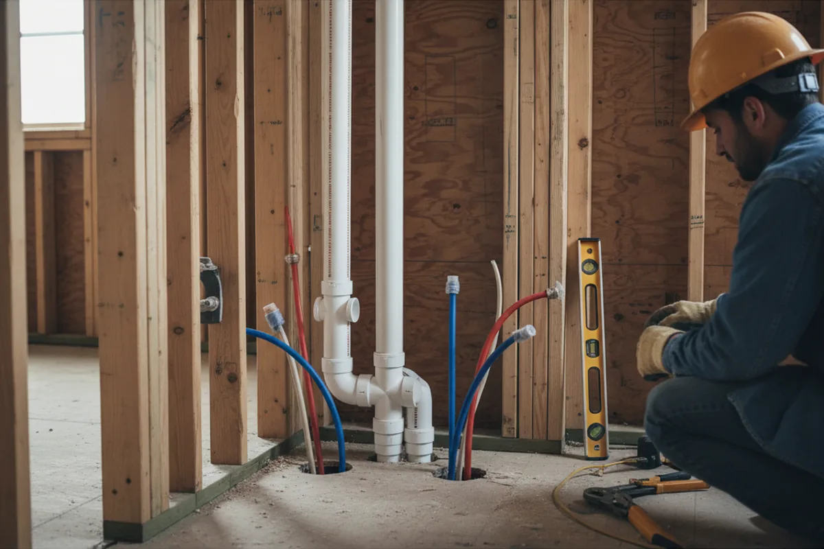 Drain and supply rough-in during Garbage Disposal Repair in Elliston