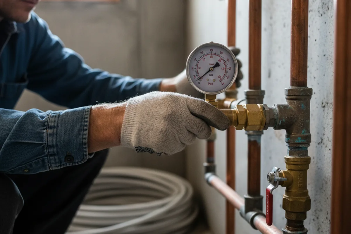 Pressure testing a repaired line during Water Line Repair in Elliston
